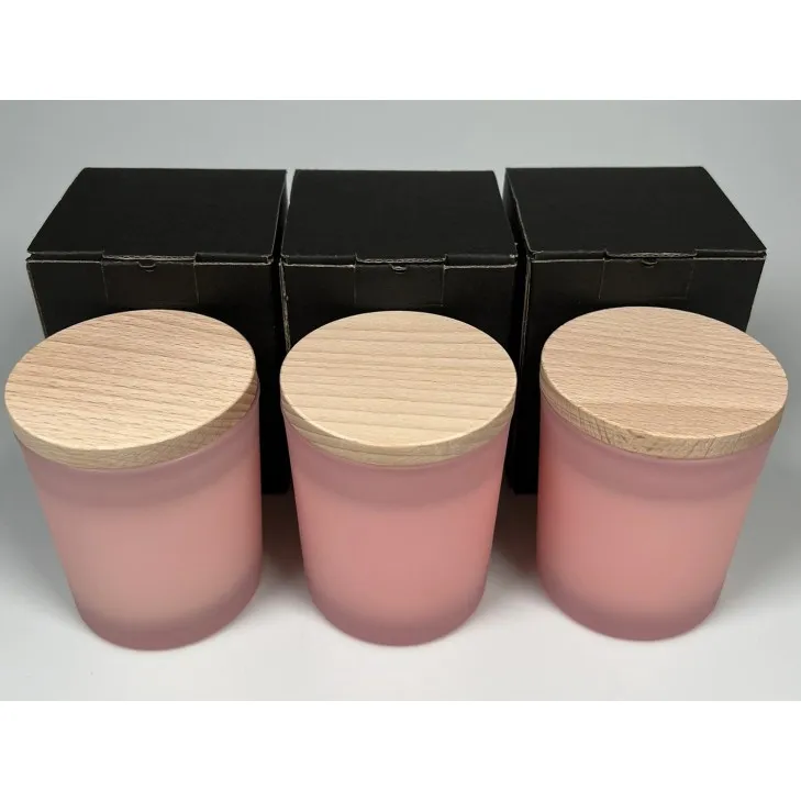 Świeca sojowa zapachowa w szkle różowy mat - bawełniany knot 245 ml